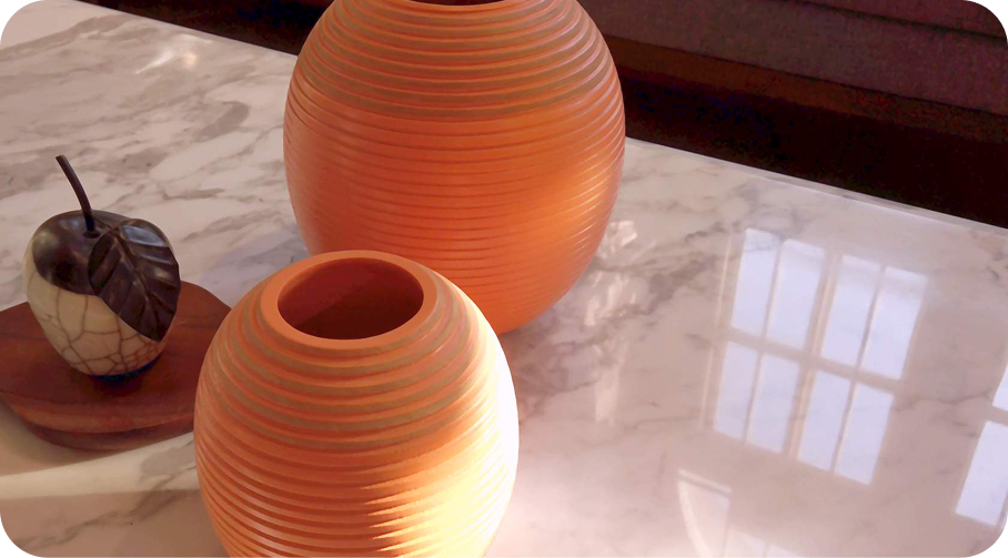 Vases on a marble table